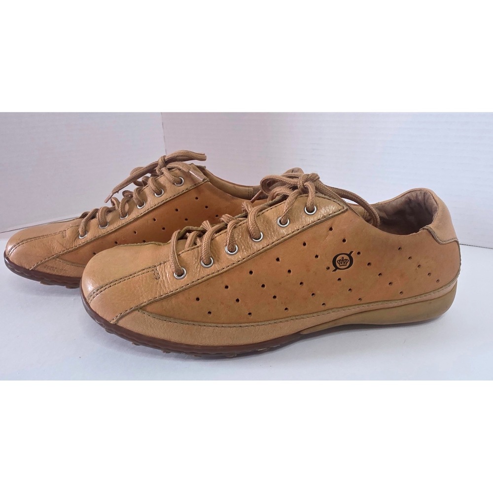 Born Tan Leather Lace Up Walking Sneakers Low Top Hand Crafted Shoes